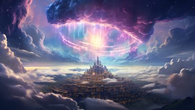 Mystical City Above Clouds 4K Wallpaper