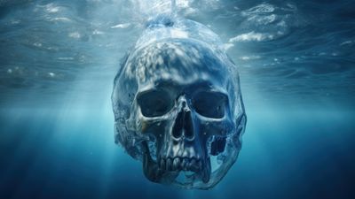 Underwater Skull 4K Wallpaper