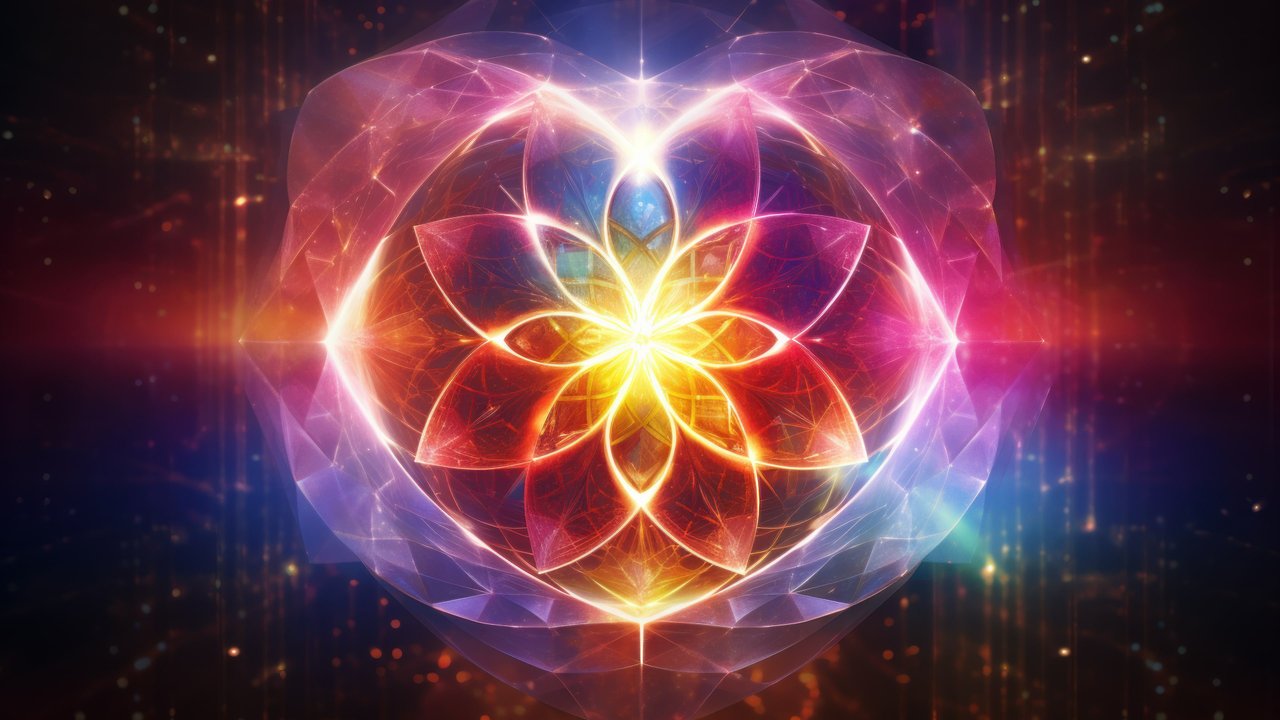 Divine Neon Glowing Heart 4K Wallpaper
