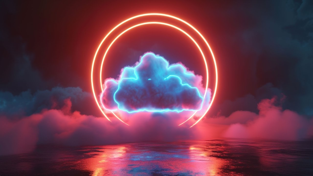 Abstract Cloud In Orange Neon Lights 4K Wallpaper