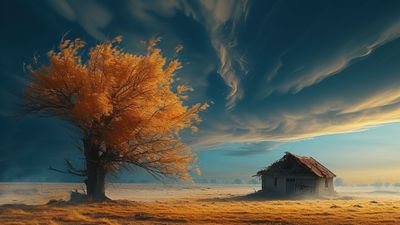 Small House Facing Tempest 4K Wallpaper