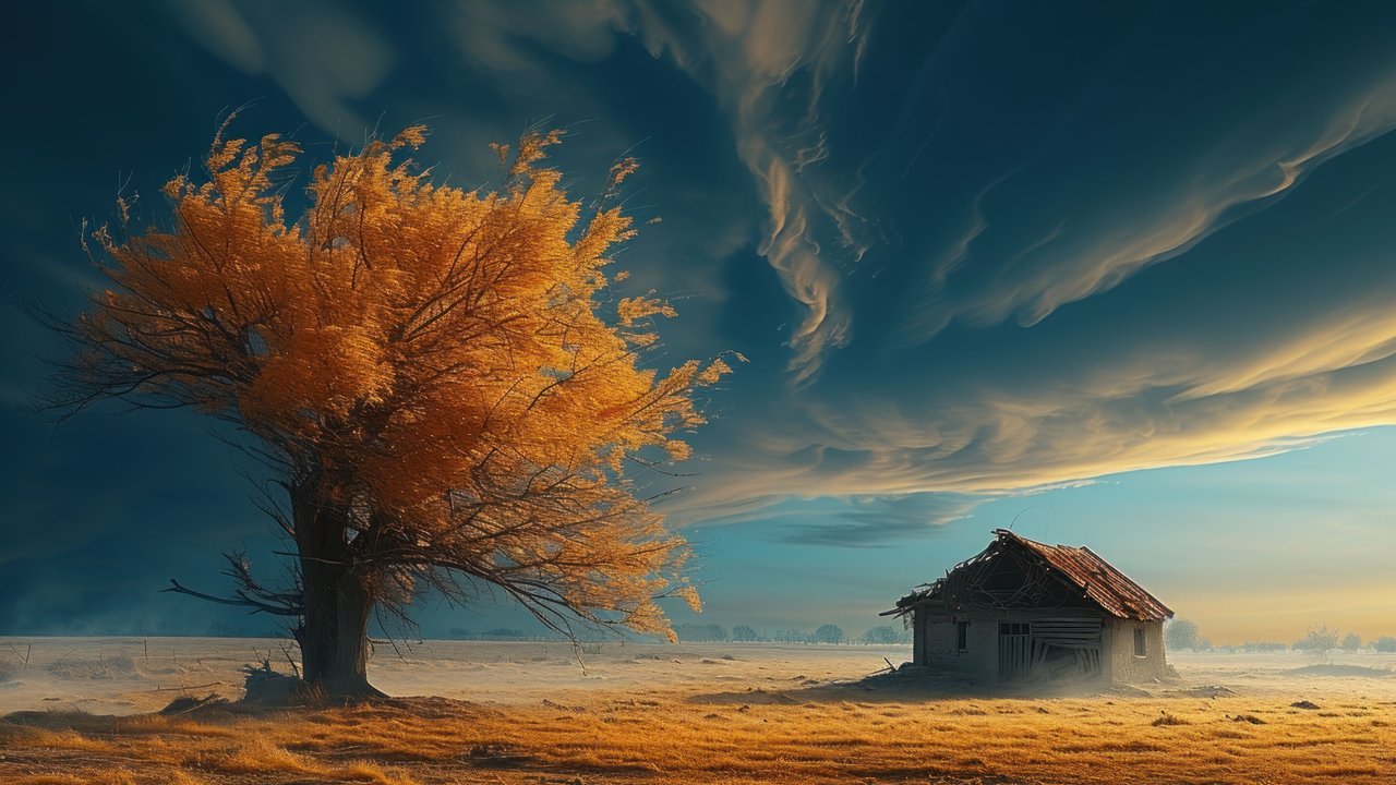 Small House Facing Tempest 4K Wallpaper