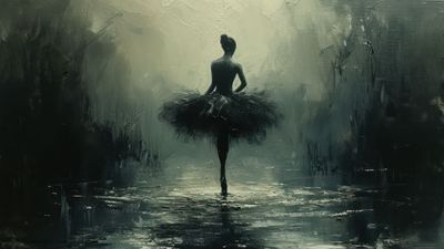 Dark Moody Ballerina Painting 4K Wallpaper