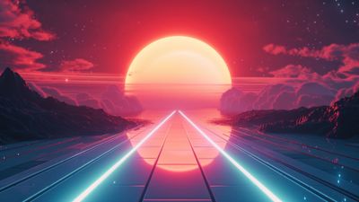 Retro Sunset Neon Street 4K Wallpaper