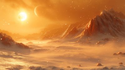Orange Alien Landscape 4K Wallpaper