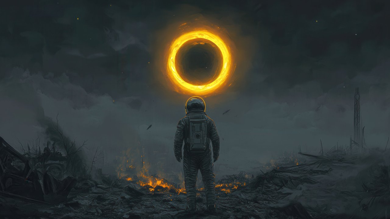 Space Explorer Under Fire Ring 4K Wallpaper