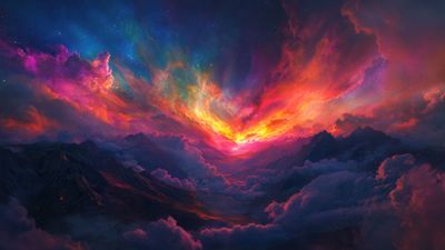 Colorful Sky Over Mountains 4K Wallpaper