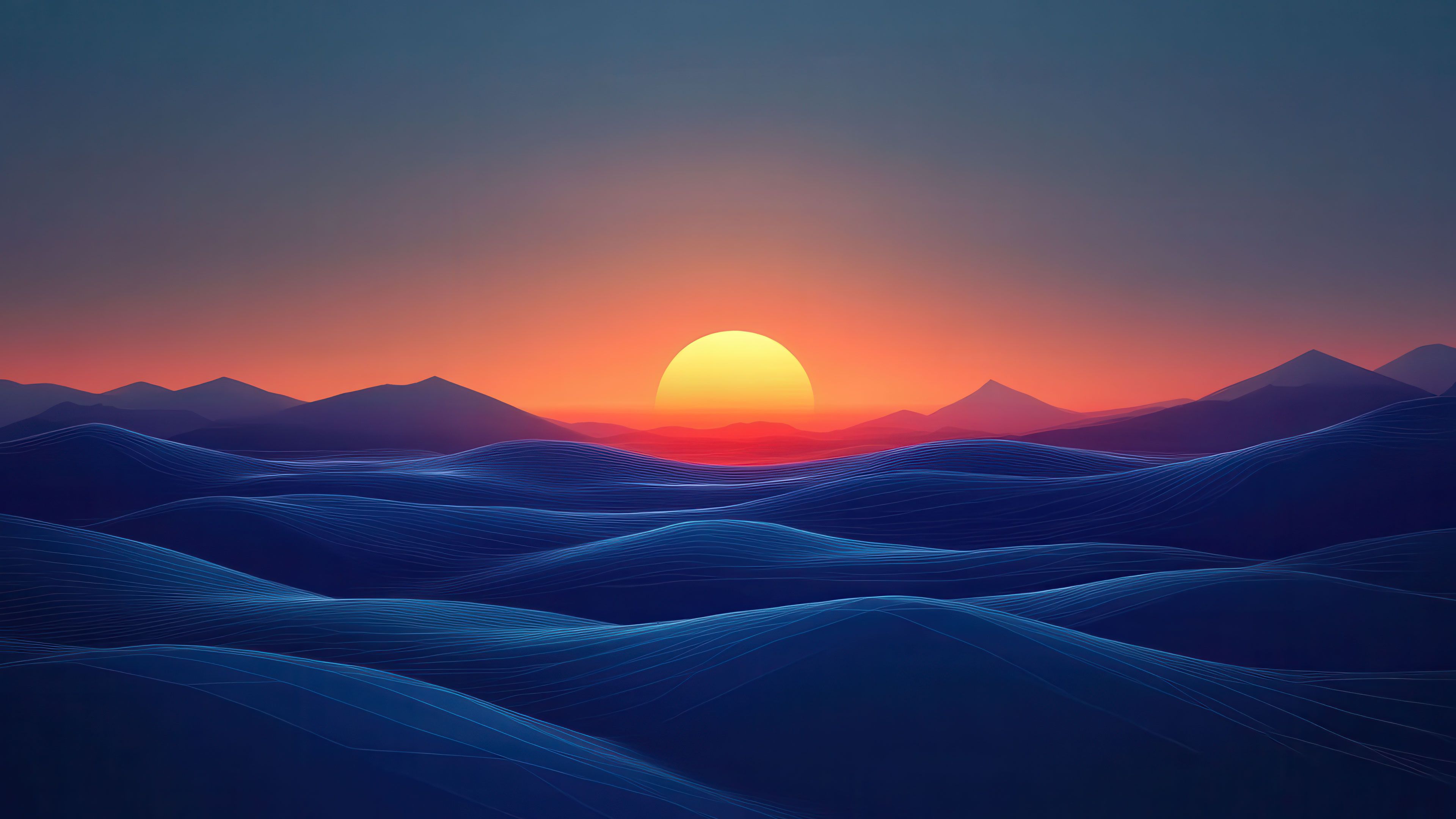 Colorful Sunset Over Dunes 4K Wallpaper