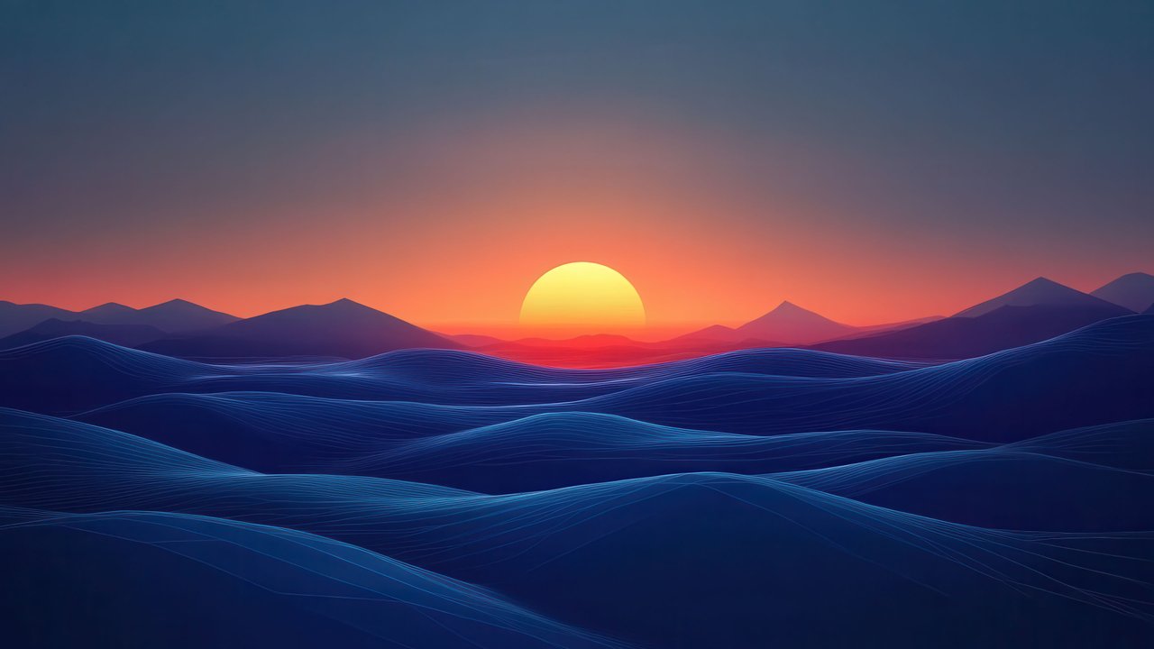 Colorful Sunset Over Dunes 4K Wallpaper