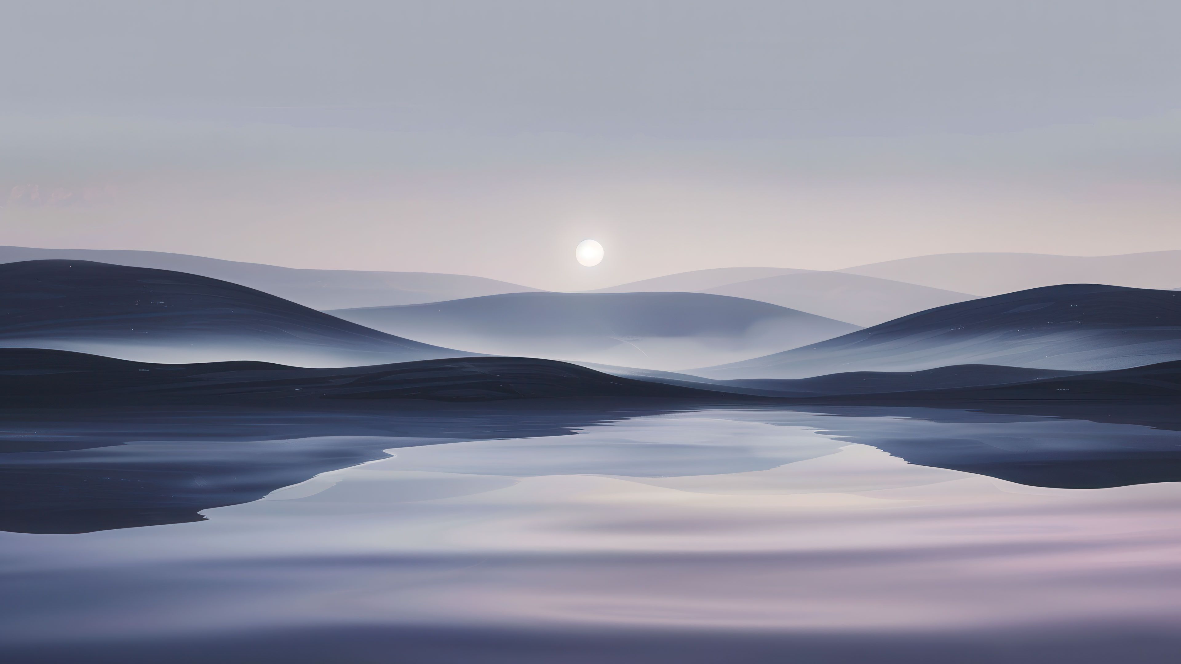 Tranquil Landscape At Dawn 4K Wallpaper