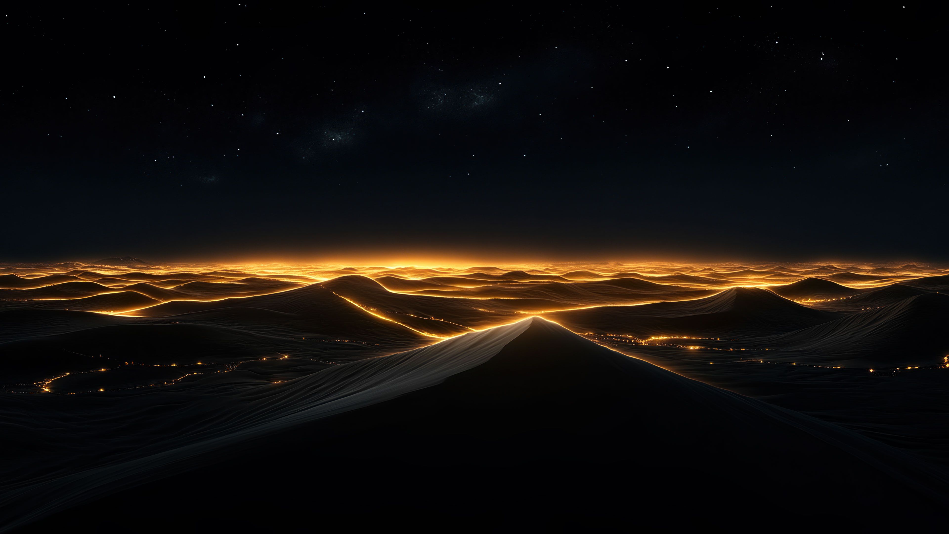 Illuminated Sand Dunes 4K Wallpaper