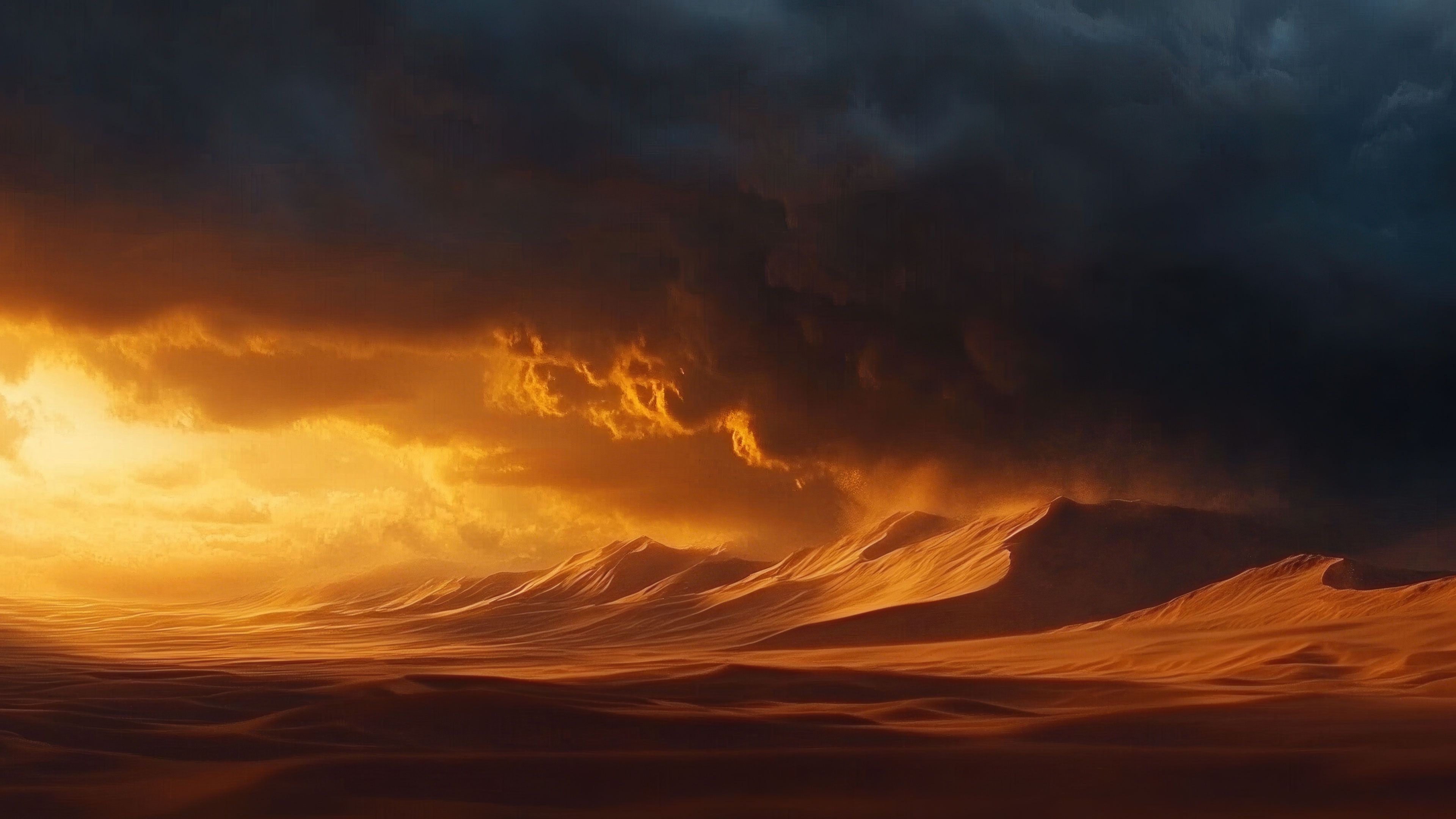 Stormy Desert 4K Wallpaper