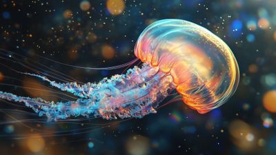 Close Up Glowing Jellyfish 4K Wallpaper