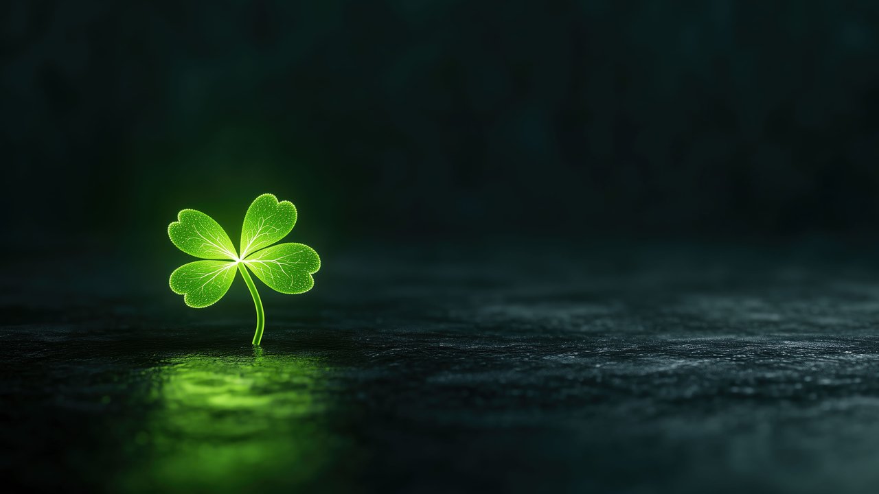 Glowing Four Leaf Clover 4K Wallpaper
