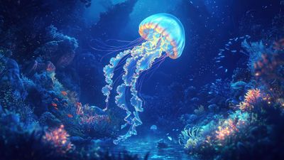 Deep Sea Glowing Jellyfish 4K Wallpaper