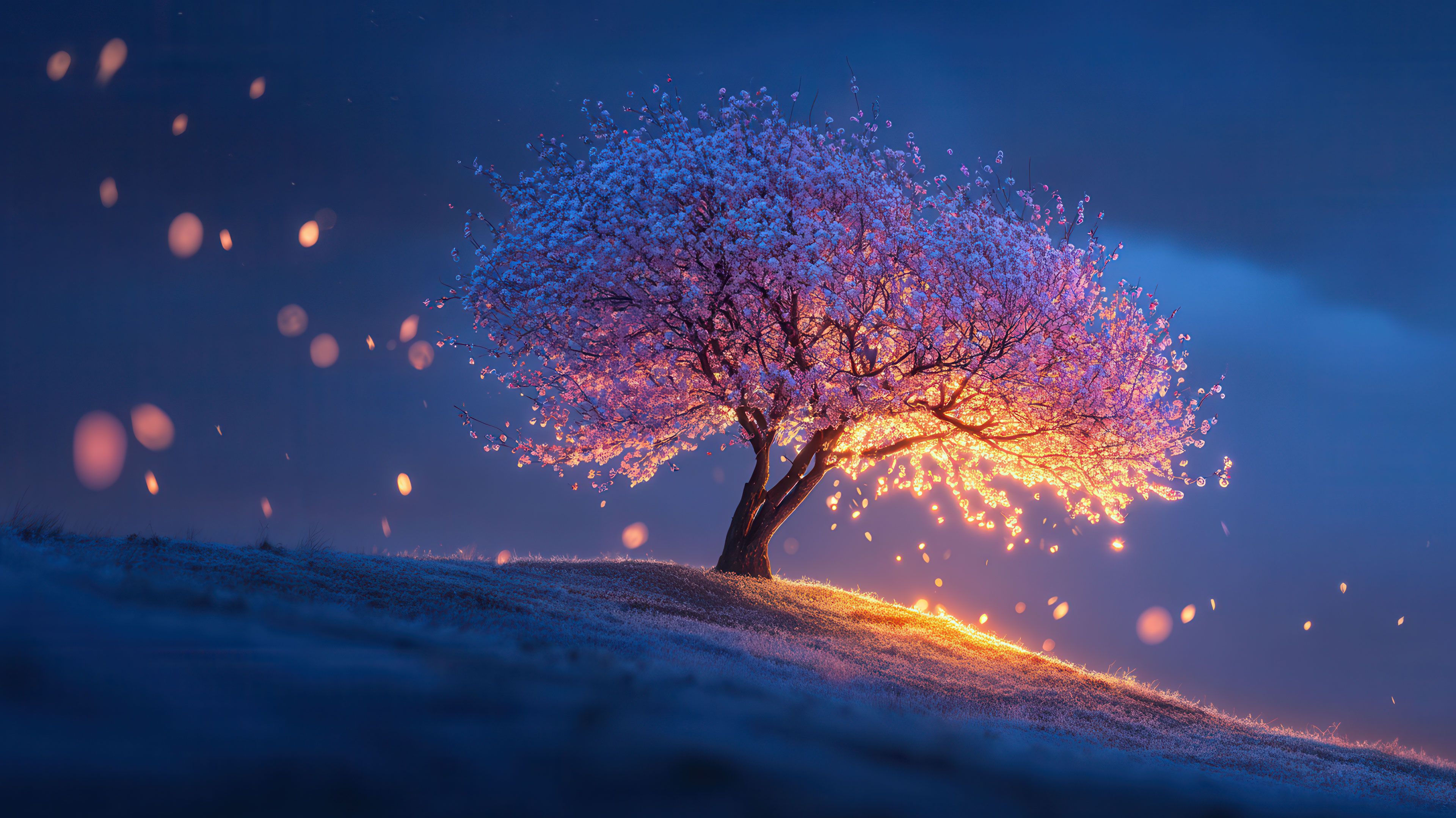 Glowing Cherry Blossom Tree Magic Hill