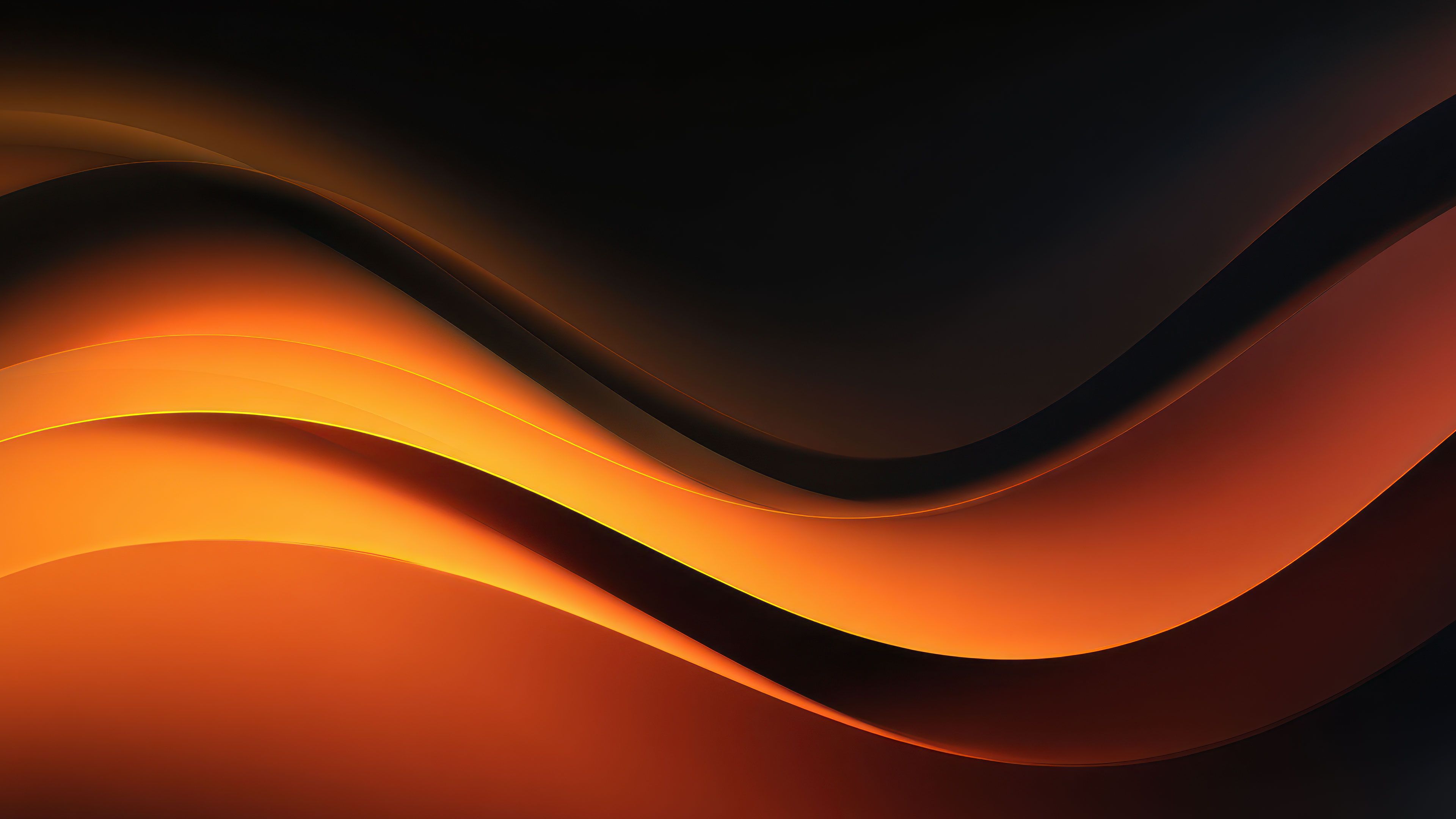 Elegant Abstract Orange Flowing Waves Digitl Art Wallpaper