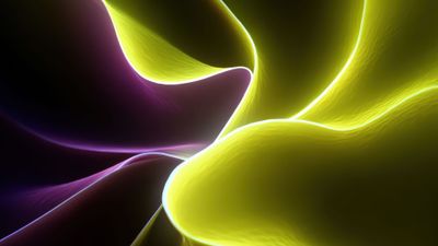 Glowing Chartreuse Purple Waves Digitl Art Abstract Wallpaper