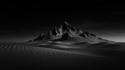 Monochrome Mountain And Sand Dunes Digital Art Wallpaper