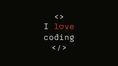 Minimalist I Love Coding Text Digital Art Wallpaper