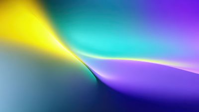 Yellow Teal Purple Abstract Wave Digitl Art Wallpaper