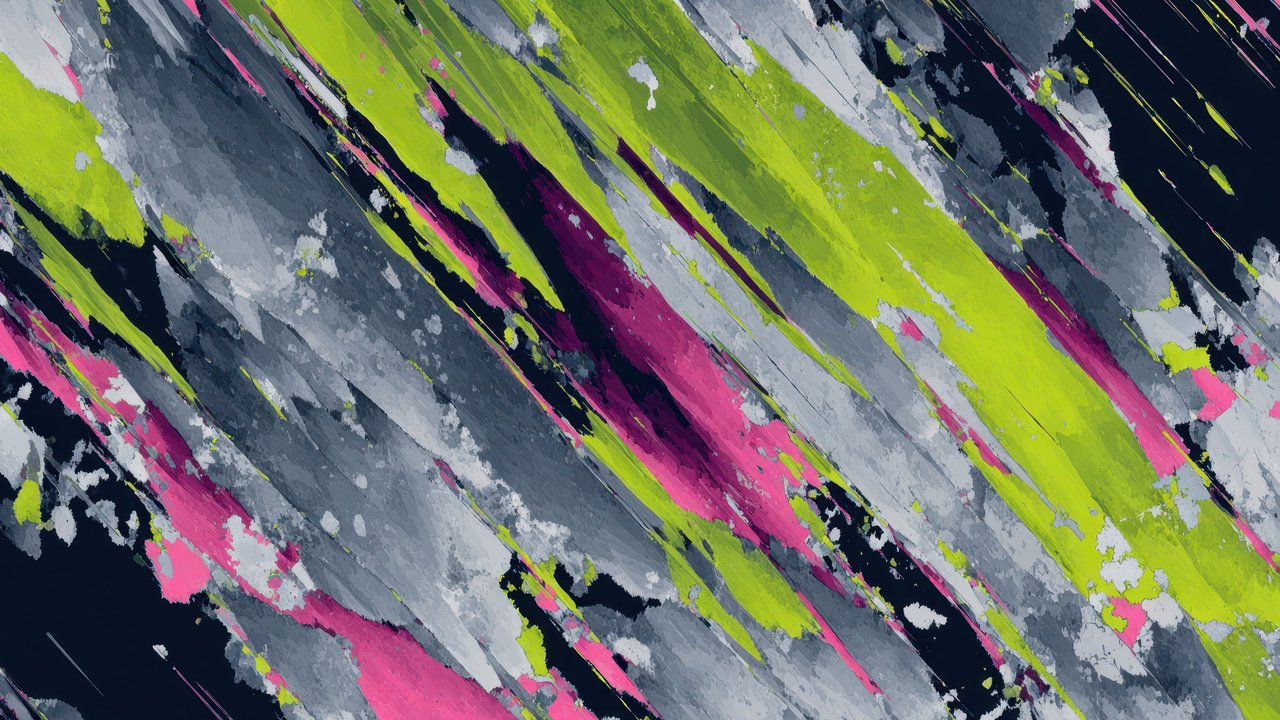 Abstract Diagonal Paint Strokes Green Pink Gray Wallpaper