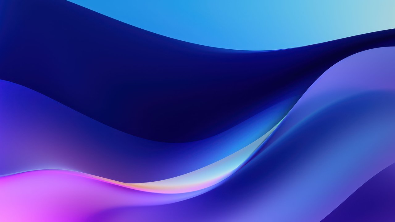 Abstract Blue Purple Flowing Waves Digital Art Wallpaper