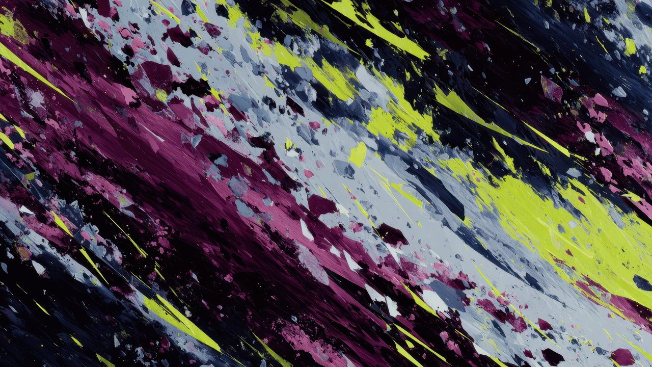Abstract Paint Splatter Wallpaper Black Purple Yellow Diagonal