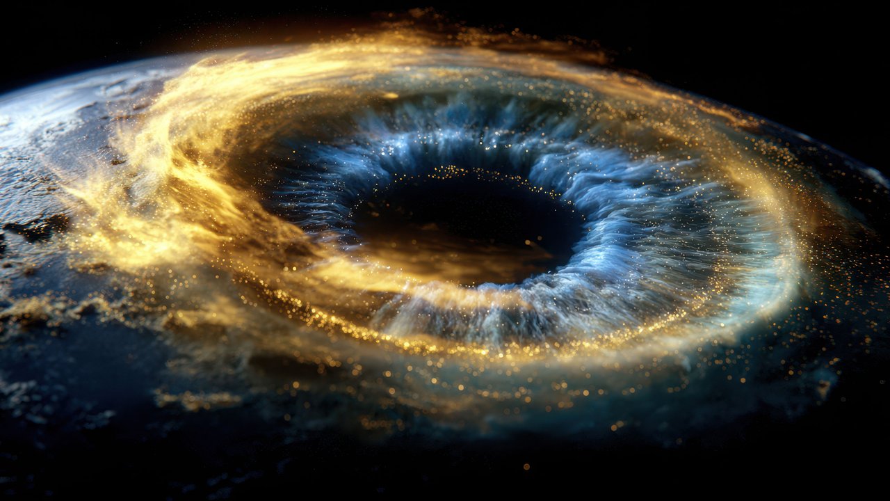 Abstract Planet Swirl Gold Blue Energy Wallpaper