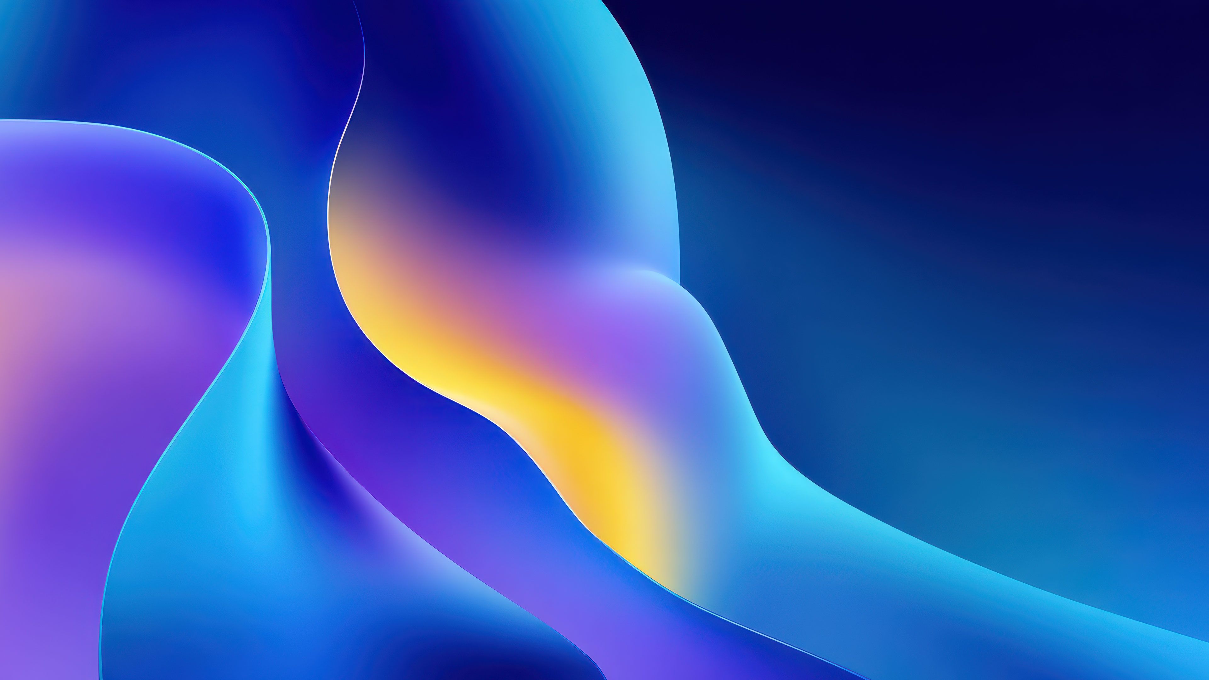 Abstract Flowing Blue Yellow Purple Digital Art Wallpaper