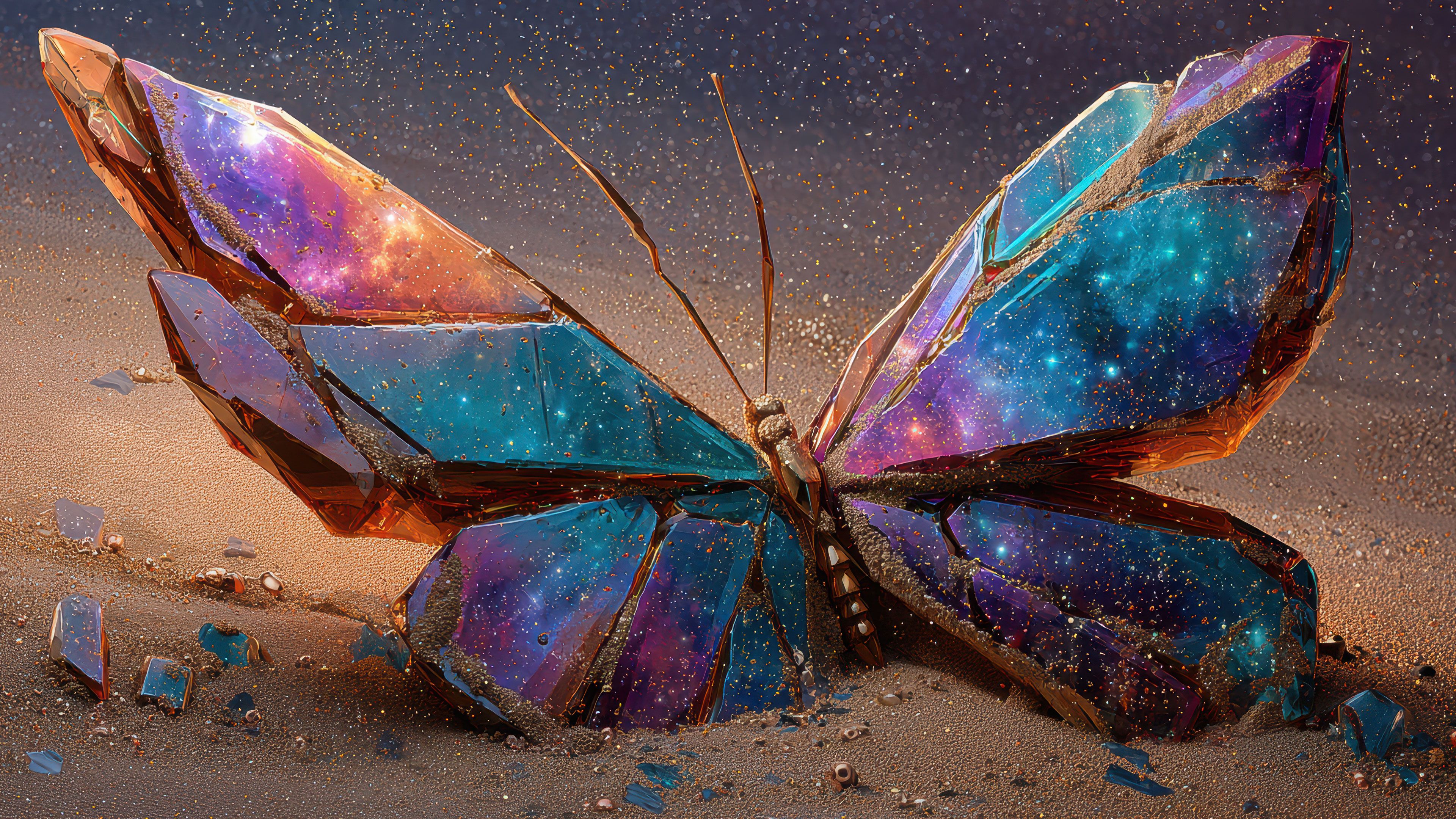 Crystal Butterfly Galaxy Sand Wallpaper