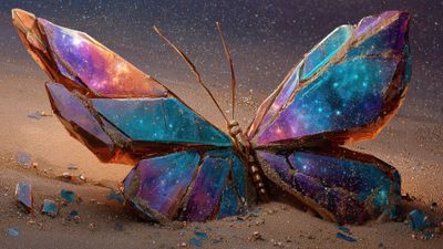 Crystal Butterfly Galaxy Sand Wallpaper
