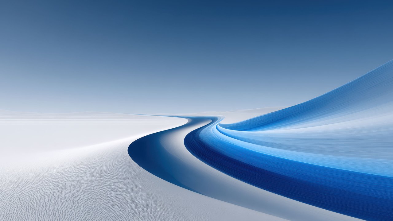 Flowing Blue And White Abstract Digital Art Wallpaper