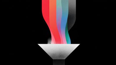 Digital Art: Abstract Colorful Funnel On Black Background