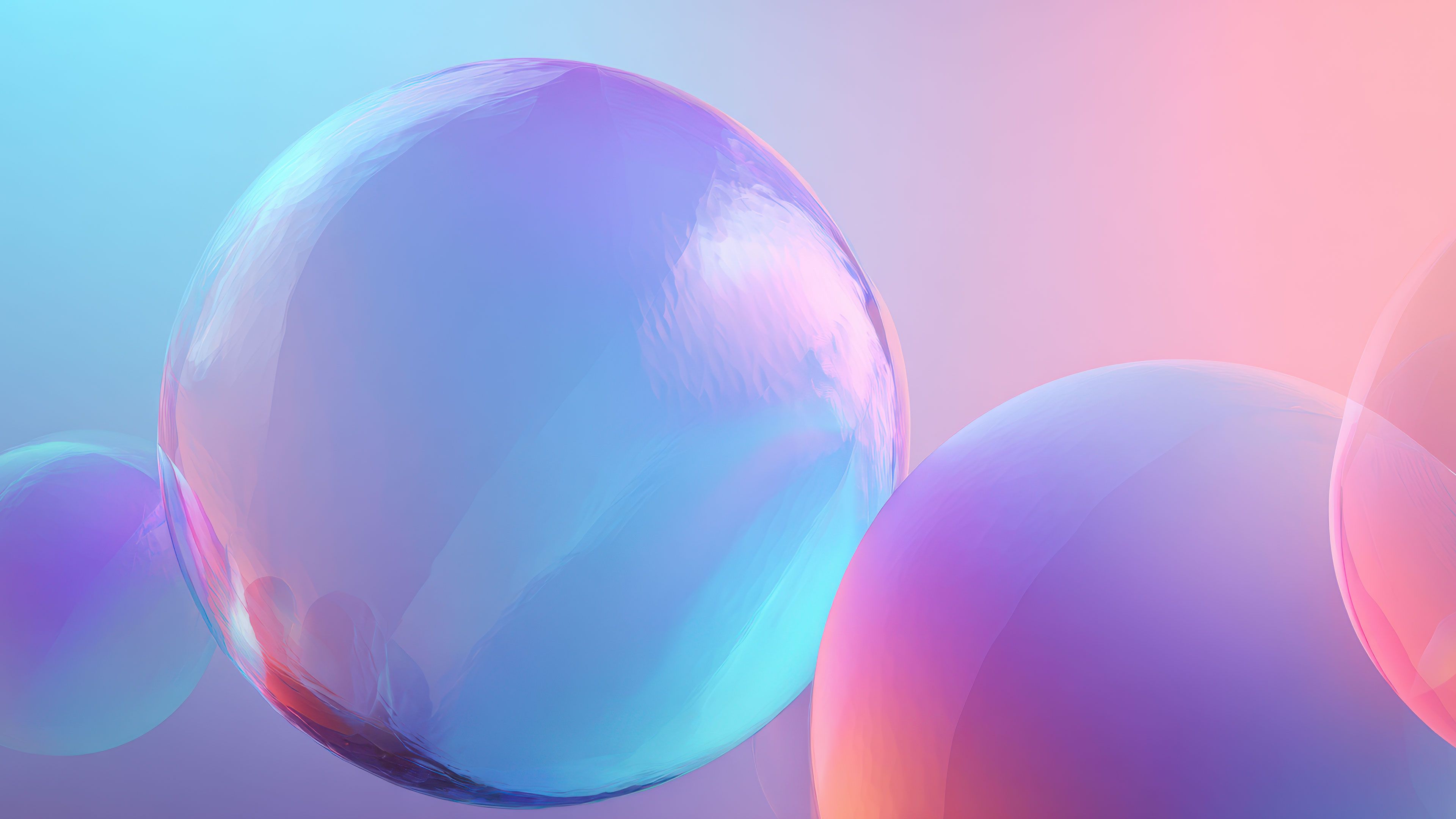 Iridescent Translucent Abstract Spheres Digital Art Wallpaper
