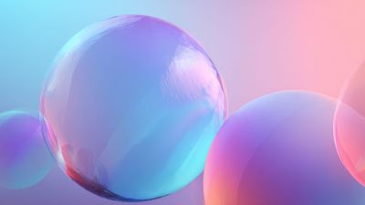 Iridescent Translucent Abstract Spheres Digital Art Wallpaper