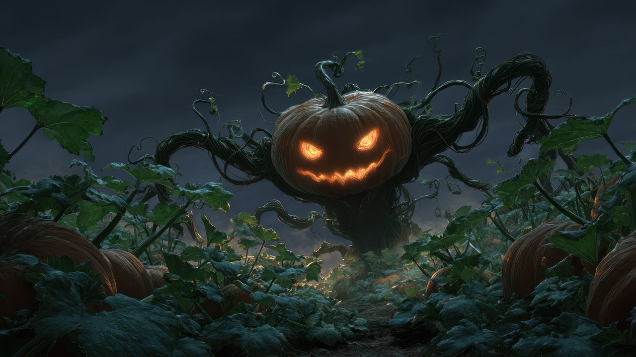 Halloween Jack-o'-lantern Tree Digital Art Wallpaper