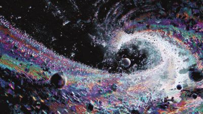 Abstract Glitch Cosmic Swirl Digital Art Wallpaper