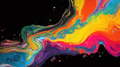 Vibrant Fluid Paint Swirls Digital Art Wallpaper