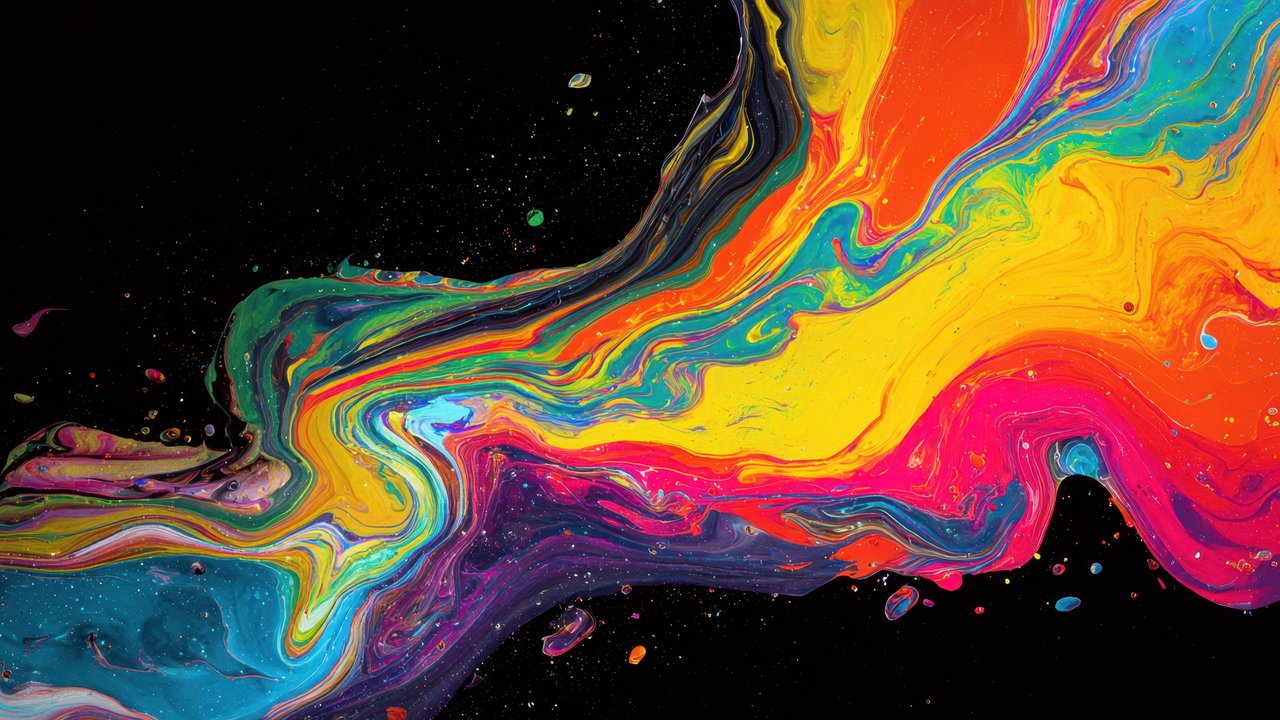 Vibrant Fluid Paint Swirls Digital Art Wallpaper