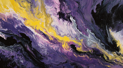 Abstract Fluid Purple Yellow Black Swirl Wallpaper