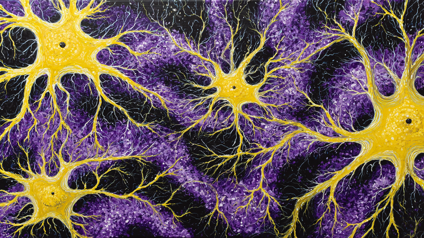 Abstract Yellow Neurons Purple Background Wallpaper