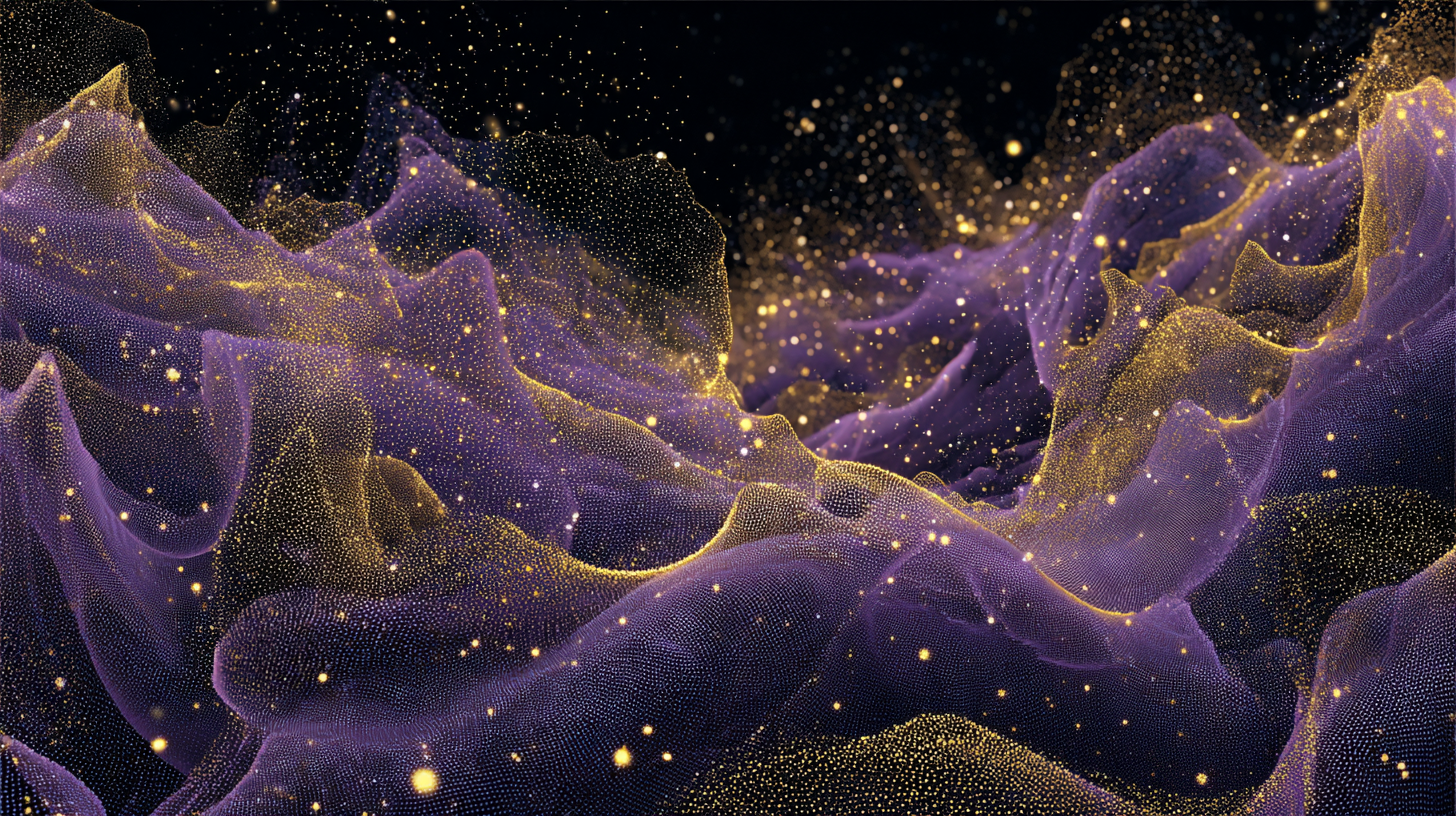 Abstract Purple Gold Particle Waves Wallpaper
