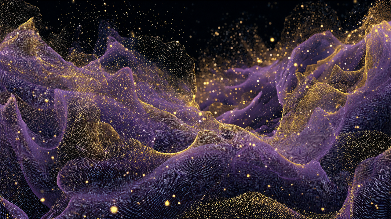 Abstract Purple Gold Particle Waves Wallpaper