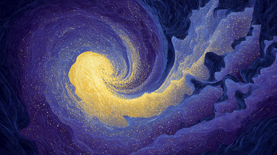 Abstract Blue Purple Gold Swirl Galaxy Pattern Wallpaper