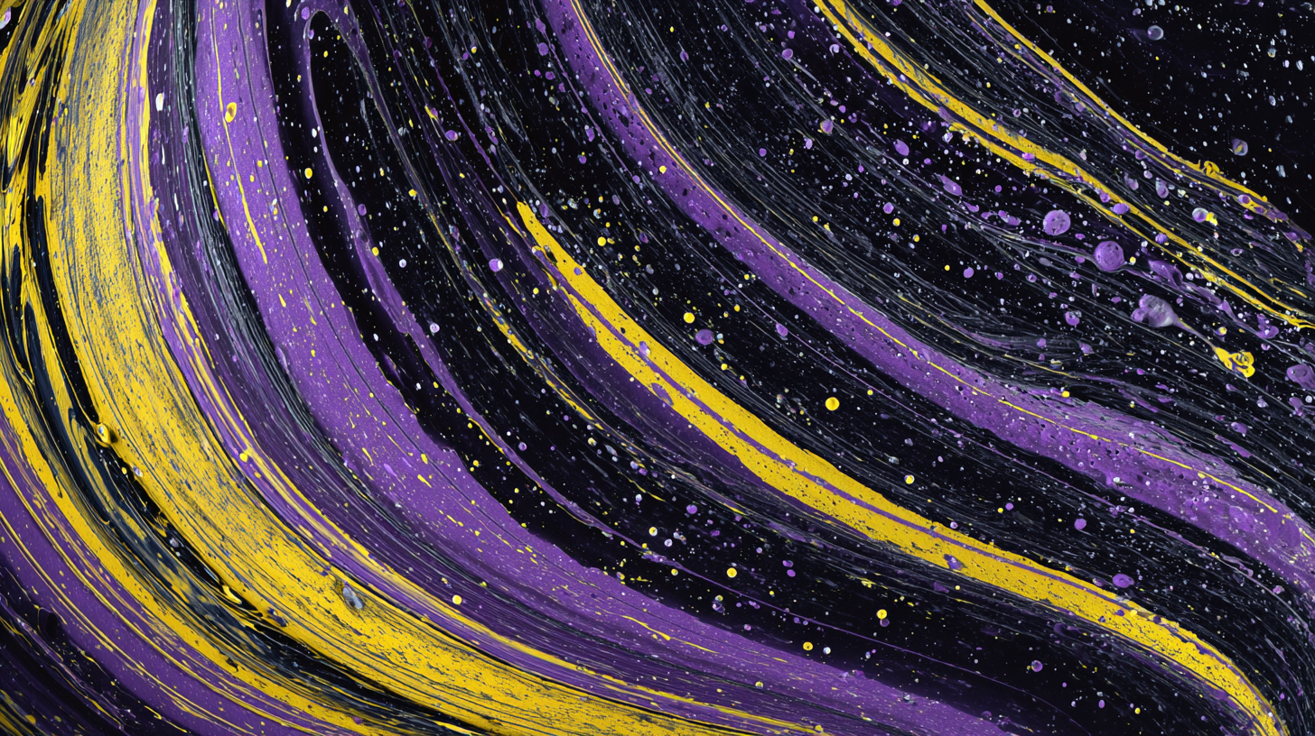 Abstract Yellow Purple Swirl Paint Splatter Wallpaper