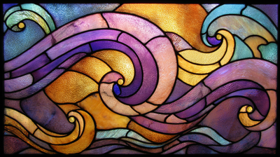 Purple Gold Stained Glass Waves Abstract Wallpaper