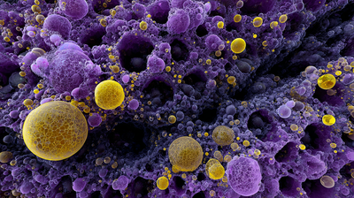 Purple Yellow Abstract Fractal Spheres Wallpaper