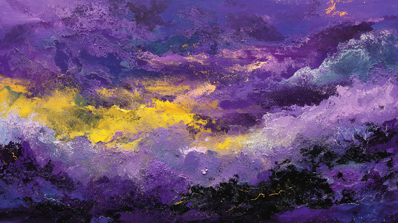 Abstract Purple Yellow Textured Painting Wallpaper