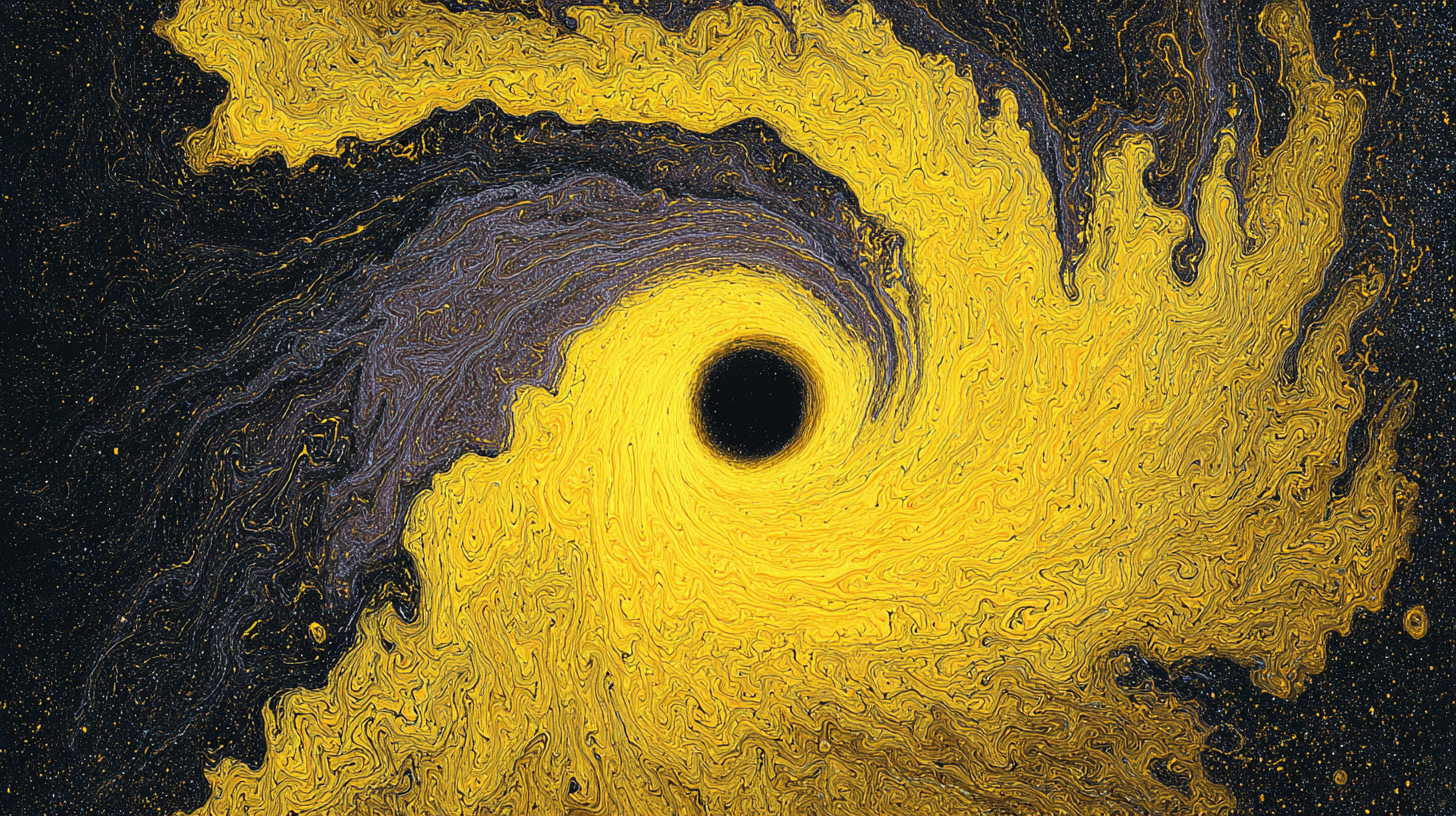 Abstract Yellow Black Liquid Swirl Vortex Wallpaper